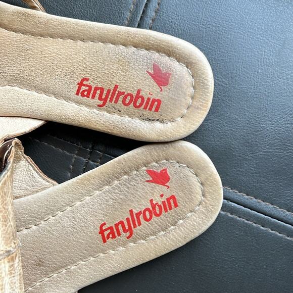 Farylrobin | Bronze Metallic Leather Toe Ring Ankle Strap Sandals Size 8 - Picture 3 of 10